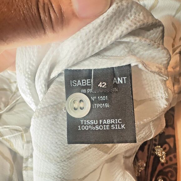Isabel Marant Siasi 100% Silk Blouse in Beige Bohemian Chic Long Sleeve Size 42 - Picture 13 of 15